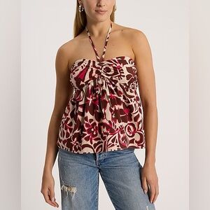 Express Tie Halter Ruched Pattern Tank